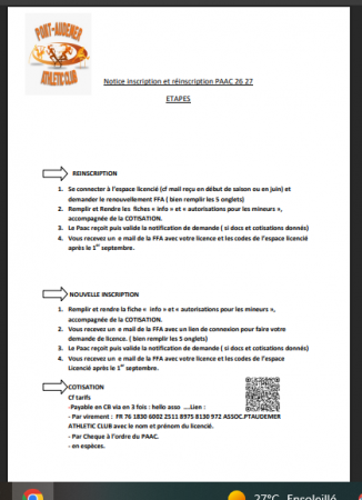 DOCUMENTS D'INSCRIPTION 2026 2027