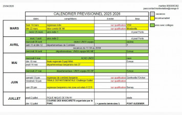 le calendrier des benjamins est dispo sur le site du paac